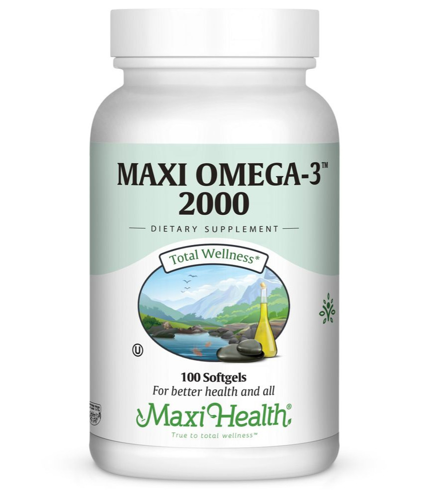 Maxi Health Maxi Omega 3 2000 100 Softgels Kosher Omega 3 Fish Oil Supplement